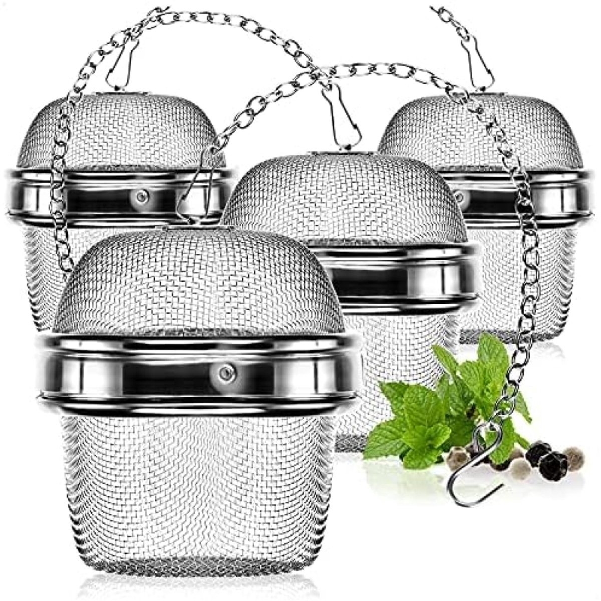 Set van 4 roestvrije thee-infusers met ketting