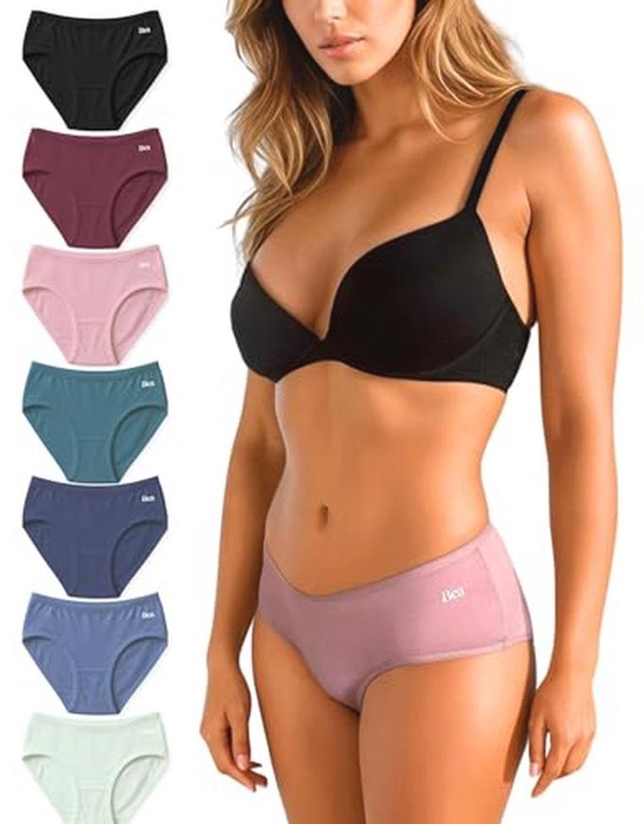 7-pack Dames Mid Waist Bamboe Onderbroeken