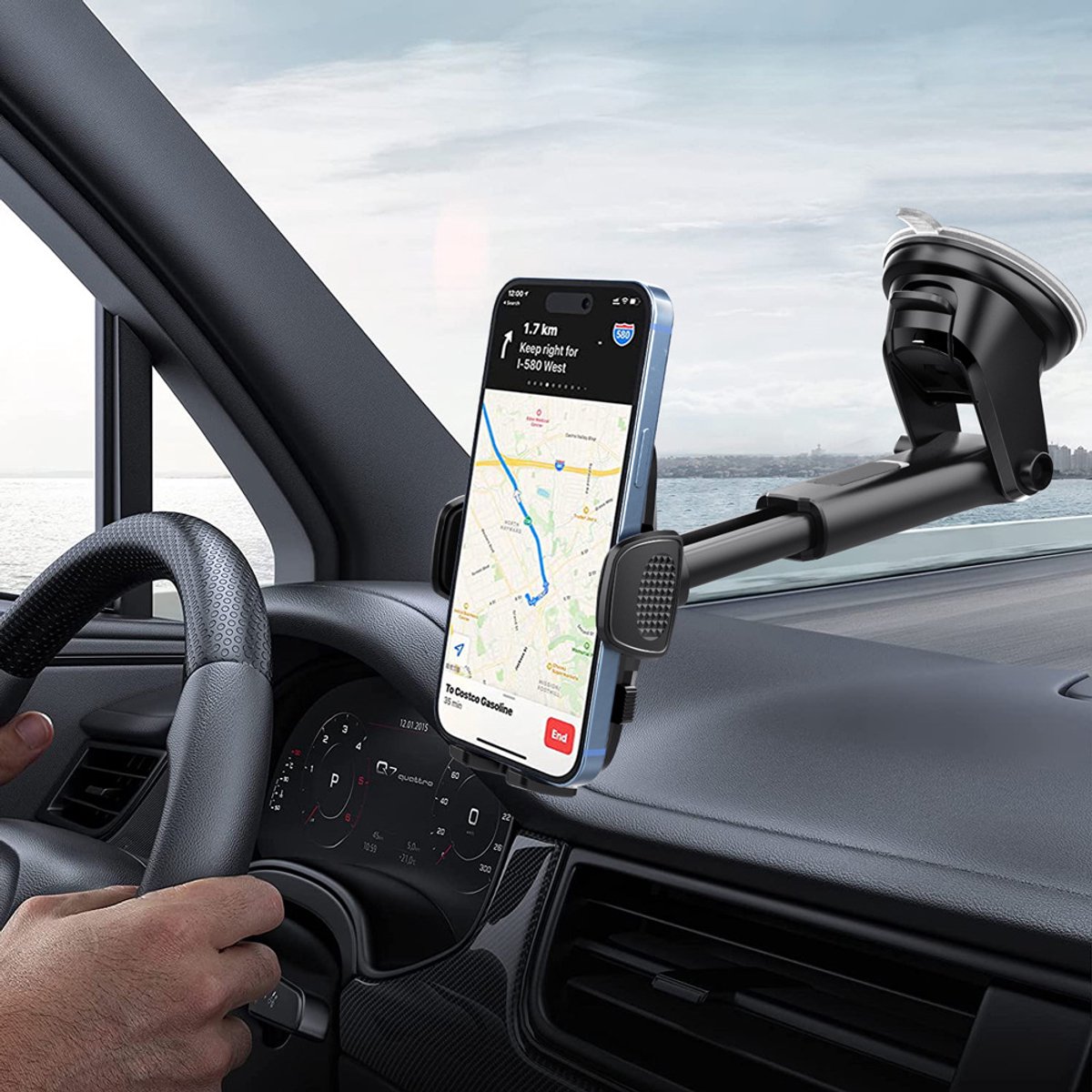 2-in-1 autotelefoonhouder met zuignap, te bevestigen aan dashboard en voorruit - Telefoonhouder - Autotelefoonhouder - Telefoonstandaard - Universeel en verstelbaar - Past op alle telefoons - Zwart – foto 8