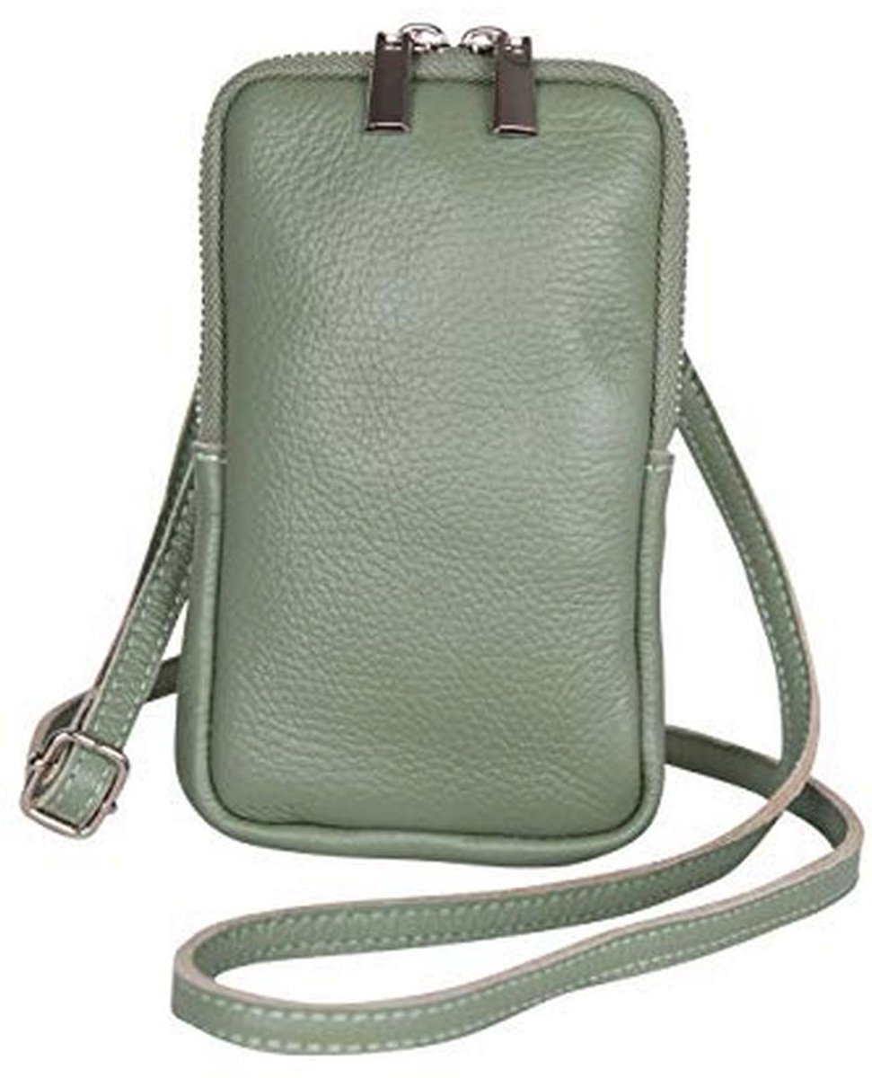 Dames Crossbodytas van Echt Leer met Verstelbare Schouderriem voor Smartphones tot 6.5 inch