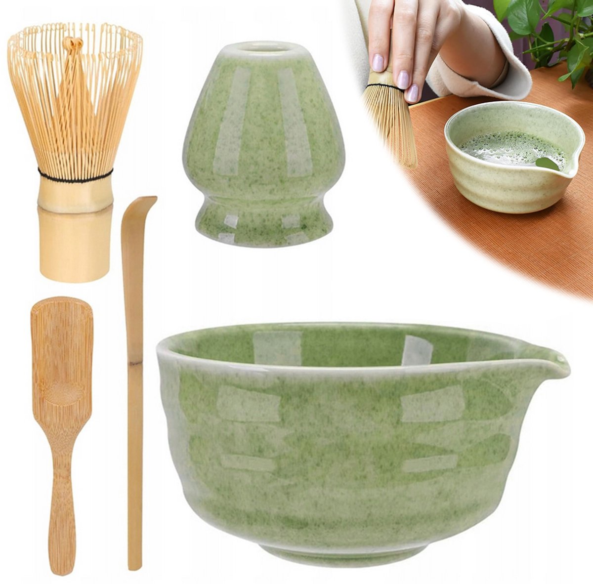 Matcha Set - 5-delig - Matcha Klopper - Matcha Whisk - Matcha Starterkit - Matcha Kom - Cadeauset