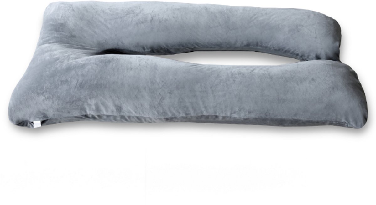 Bananair - Zwangerschapskussen - Afneembare fluwelen hoes - U-vorm - Body pillow - 140x80cm - Grijs