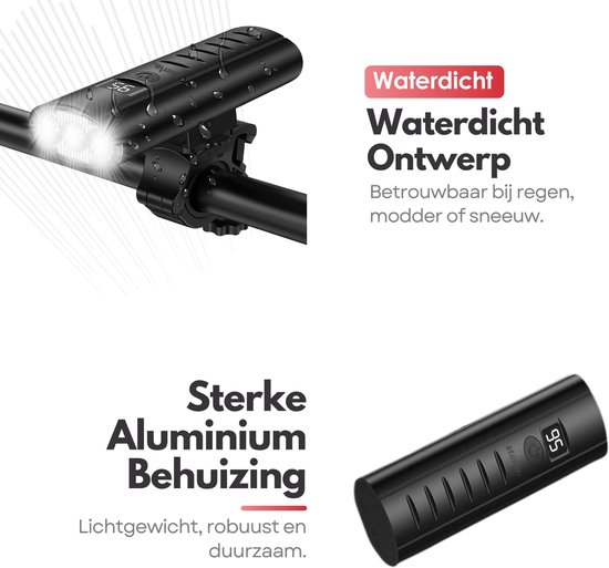 Powerbank Fietslamp Set - Krachtige 1600 Lumen LED - USB Oplaadbaar - Waterdicht - Powerbankfunctie - Voor & Achterlicht — afbeelding 4