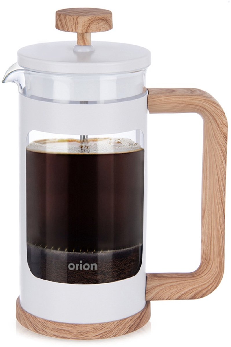 Orion Whiteline - Glazen Cafetière - 400ml - Ergonomische Handgreep - Roestvrij Staal Filter