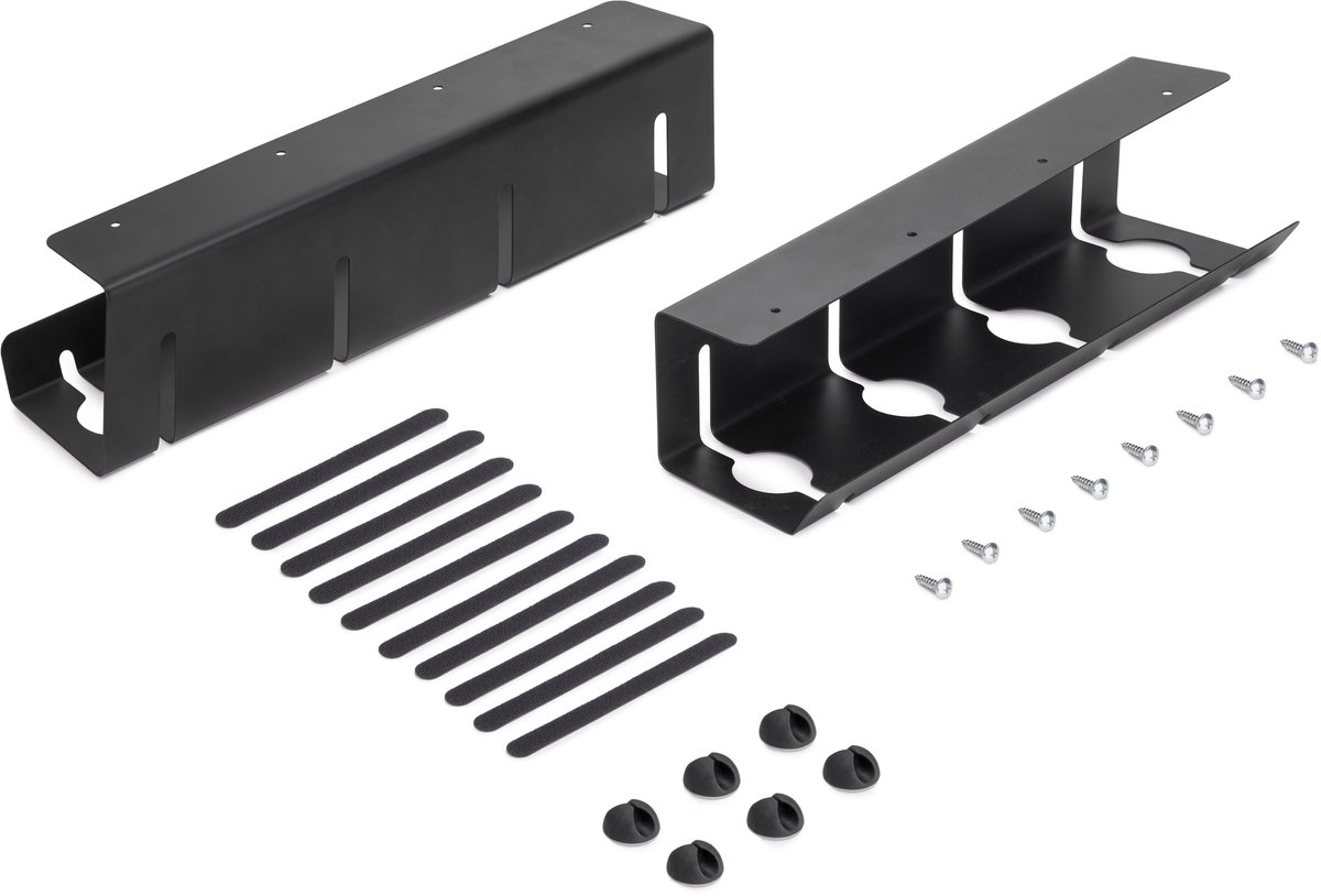 Emuca Lot van 2 Kabelbeheerlade voor onder het bureau, Lengte 430 mm, Staal, Zwart gelakt