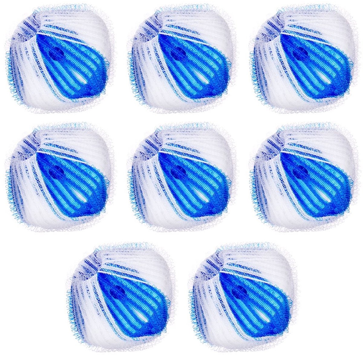Ultra Clean - Wasmachine Ballen - Set van 8 - Haarverwijderaar & Pluizenvanger - Herbruikbaar - Blauw/Wit