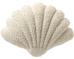 Dutch Decor JULIE - sierkussen 34x45 cm - bouclé - schelpvorm - Snow White - wit - Inclusief binnenkussen - Luxe kussens voor woonkamer & bank