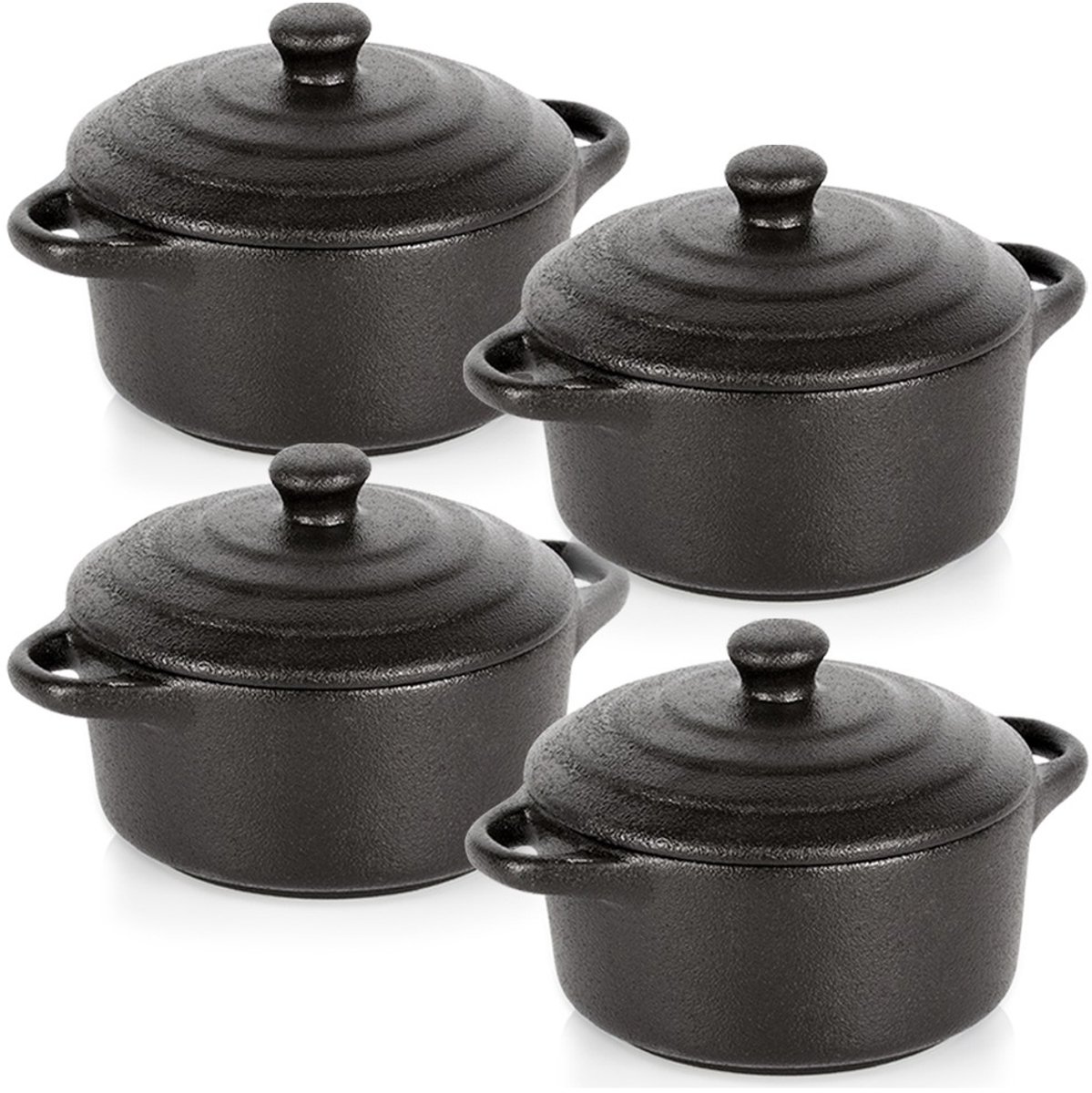 Vilde - Porseleinen Ovenschalen - 300 ml - Inclusief Deksel - 4 Stuks