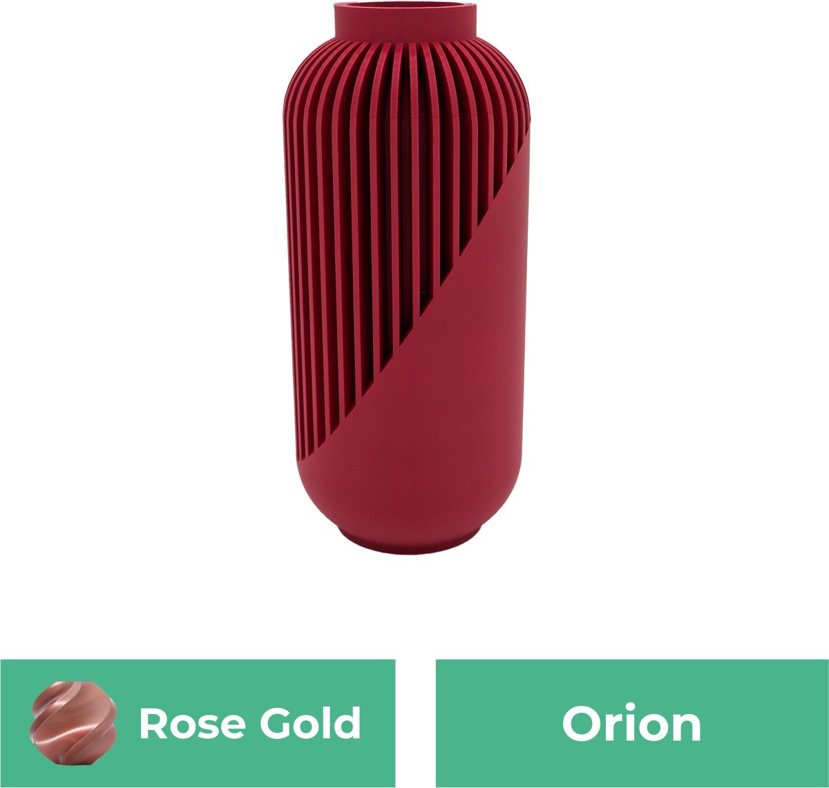 Lovora Orion moderne vaas – Decoratieve vaas - Rose Gold - 3d geprinte vaas – geschikt voor droogbloemen - 20CM