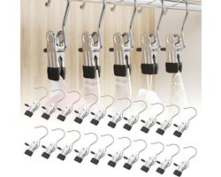 20 metalen wasknijpers - broekclips - droogclips - sokkenclips - kledinghangers zonder resten - roestvrij staal - multifunctionele antislip wasknijpers - geschikt voor het ophangen van kleding, sokken, broeken en schoenen, zwart
