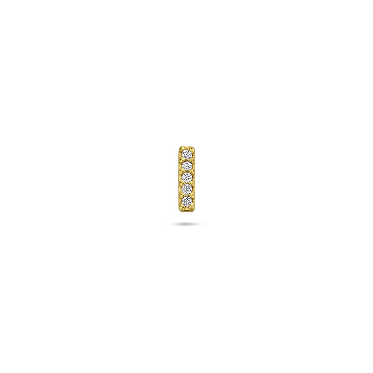 Zilveren vergulde flat back piercing balk zirkonia 6,3 mm 1 micron -