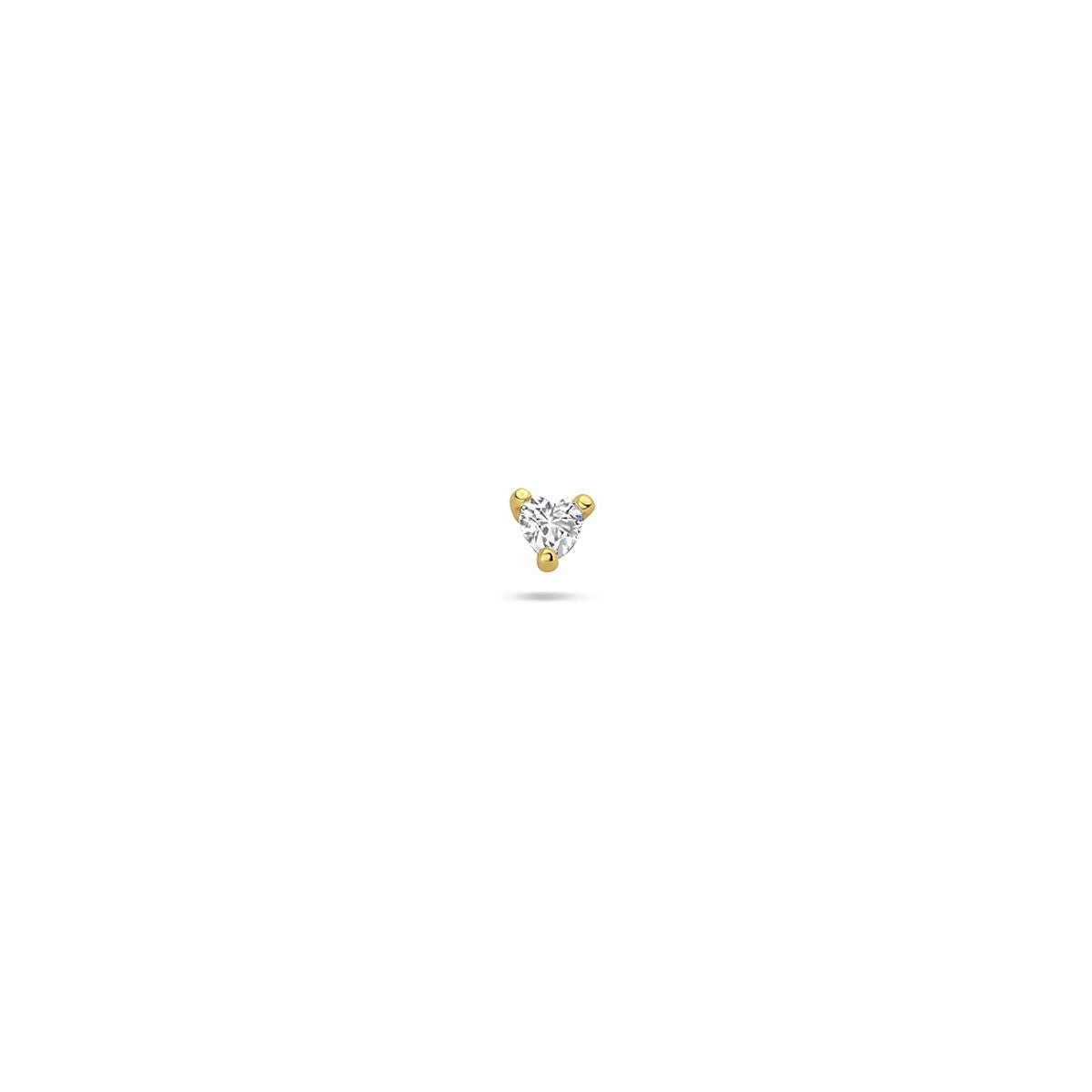 Zilveren vergulde flat back piercing zirkonia hartje 3 mm 1 micron -