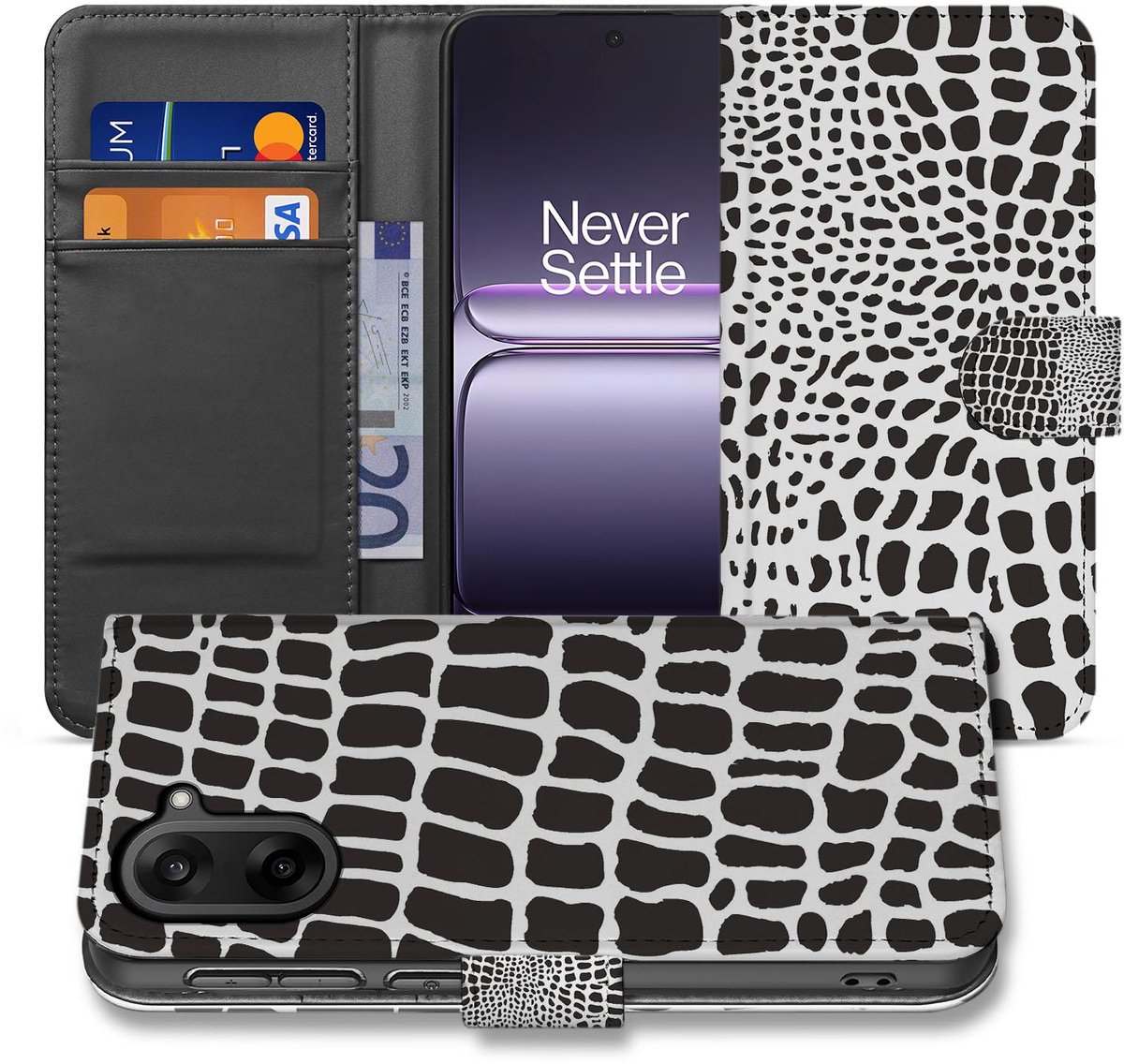 Bookcase OnePlus Nord CE 5 Slangenprint Met Pasjes