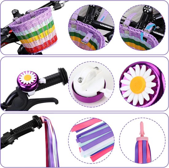 Kinderfietsmandset met bel en streamers - Decoratieaccessoires voor meisjes — afbeelding 4