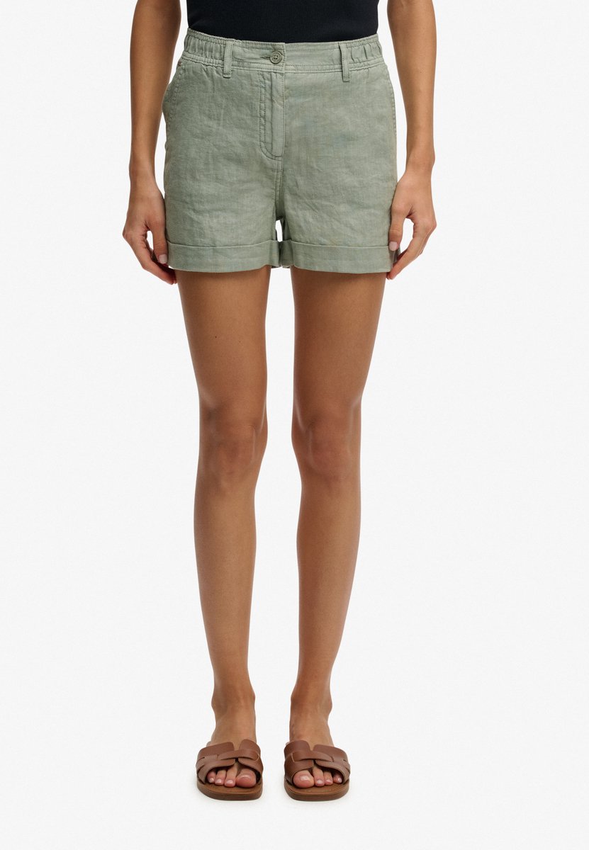 Superdry Linnen Shorts Met Middelhoge Taille Dames Korte broeken Groen