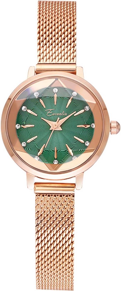 Elegante Vrouwen Horloge Met Diamant Wijzerplaat En Mesh Band
