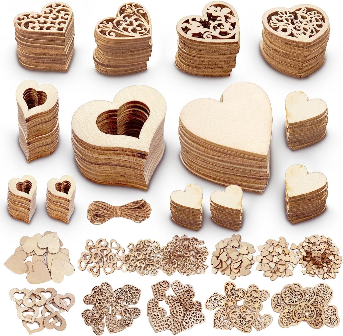 500 Stuks Houten Hartjes Voor Bruiloft Decoratie & Knutselen