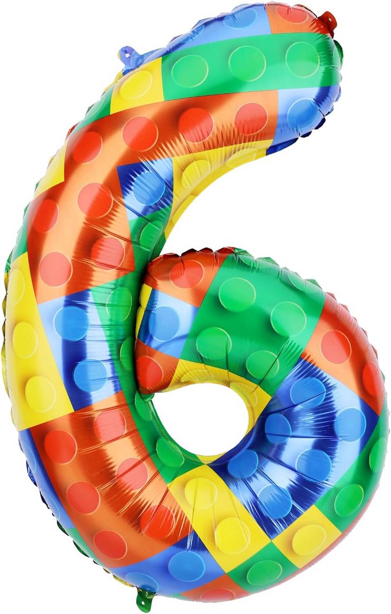 32 Inch Bouwsteen Cijfer Ballonnen - XL Feestdecoratie Cijfer 6 Folieballon Helium