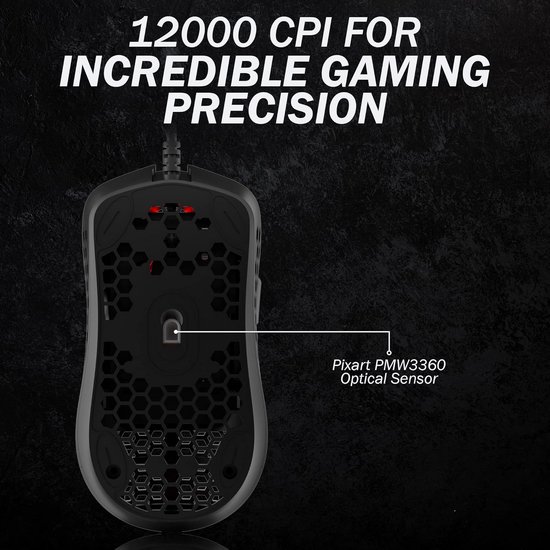 Ultra Lichte Gaming Muis met Honingraat Shell - 63g, Programmeerbare Knoppen en RGB Verlichting — afbeelding 3