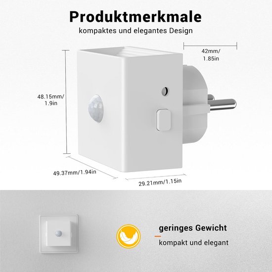 Nachtlampje Stopcontact met Bewegingssensor en Schemeringssensor, Dimbare LED Verlichting Warm Wit (Set van 2) van Merkloos — afbeelding 5