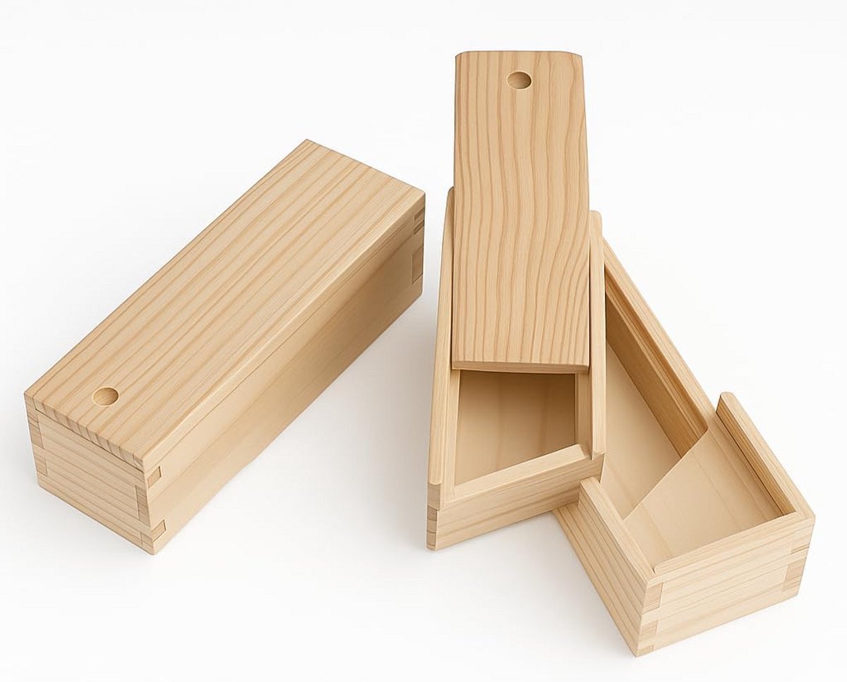 Houten Dubbele Etui van Grenen - Ideaal om te Knutselen en Decoreren