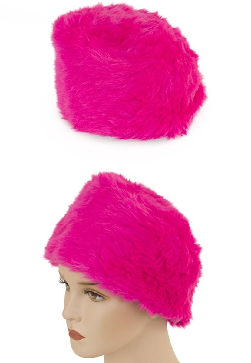 Bontmuts pink - Carnaval thema party festival pluche feest winterfeest