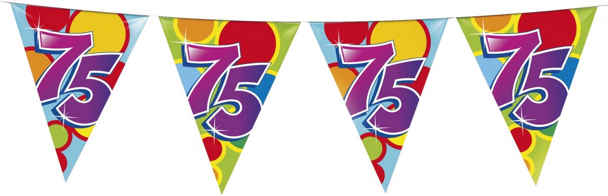 Haza Vlaggetjes - 75 jaar - leeftijd verjaardag - plastic - 10 meter — afbeelding 4