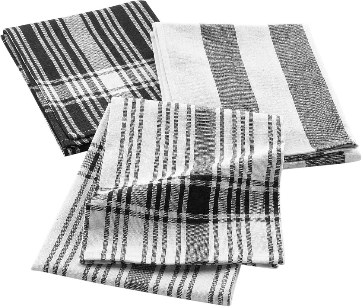Set van 3 Geweven Keukendoeken Zwart Katoen 50x70 cm - Absorberend & Duurzaam