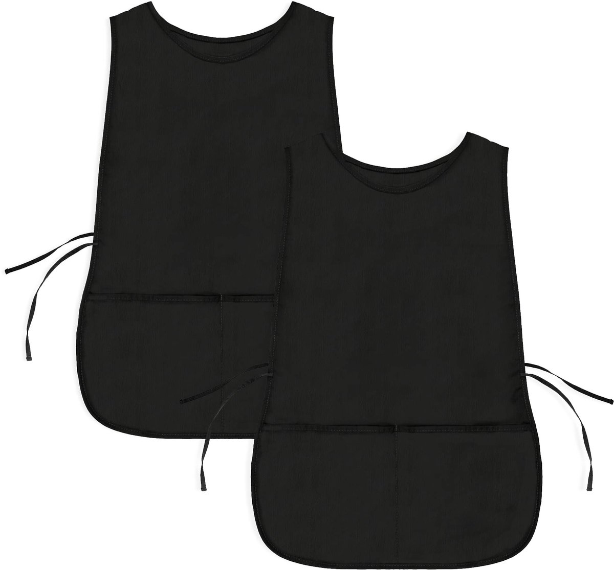 Schort met 2 zakken, schort, normale maat 72,4 cm x 47,0 cm, polyester-katoenmix, zwart.