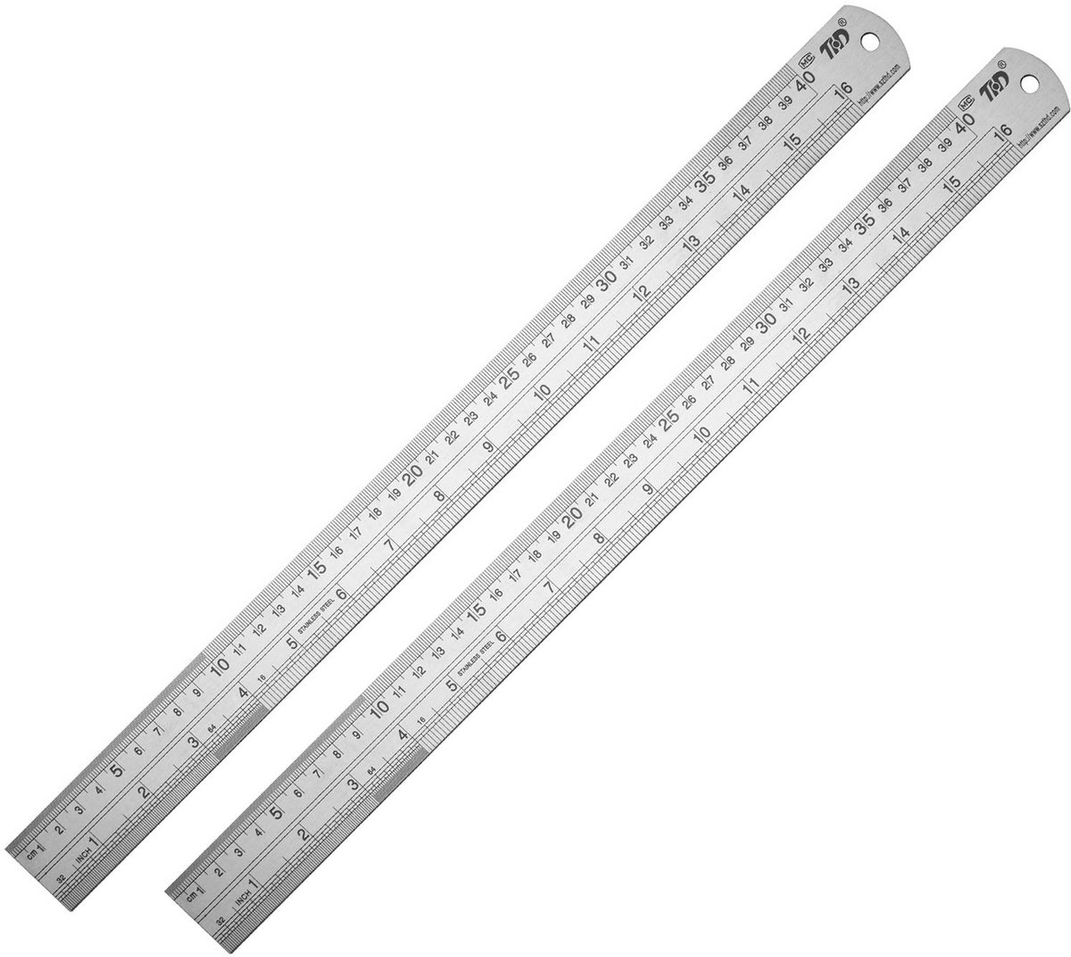 Metalen Liniaal Set - Rechte Rand - Precisie Meten - Roestvrij Staal - 2x 40 cm - Zilverkleurig