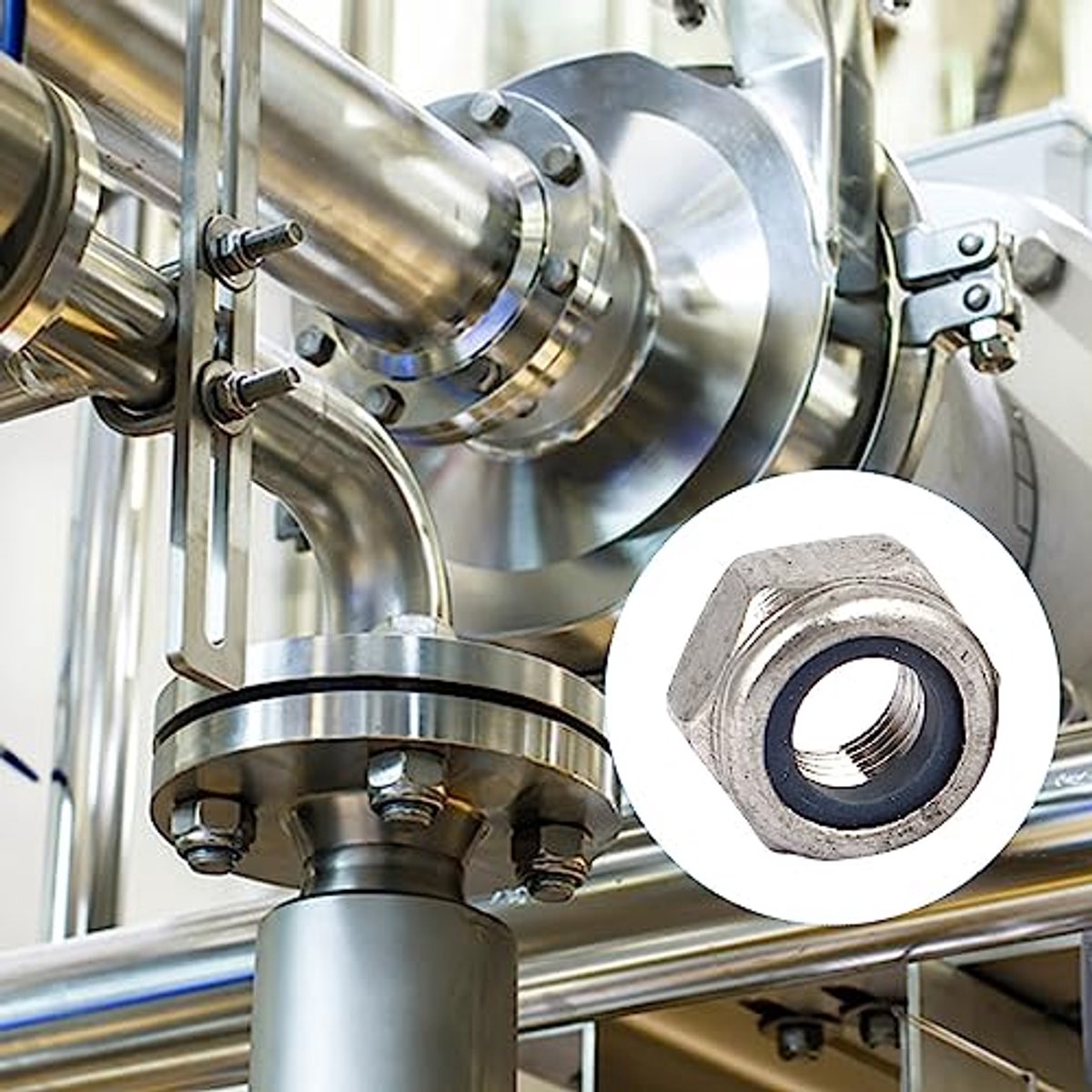 Zeskantige borgmoeren (M10 x 1,25 mm) 4 stuks 304 roestvrij staal nylon ingevoegd zelfdichtende moer - voor auto garage scheepsmechanische apparatuur zilverkleurig