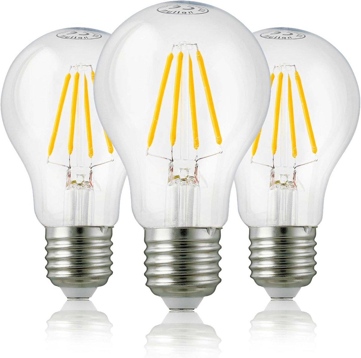 Dimbare E27 LED Gloeilamp 4.5W Warm Wit 3-Pack, Vervangt 40W