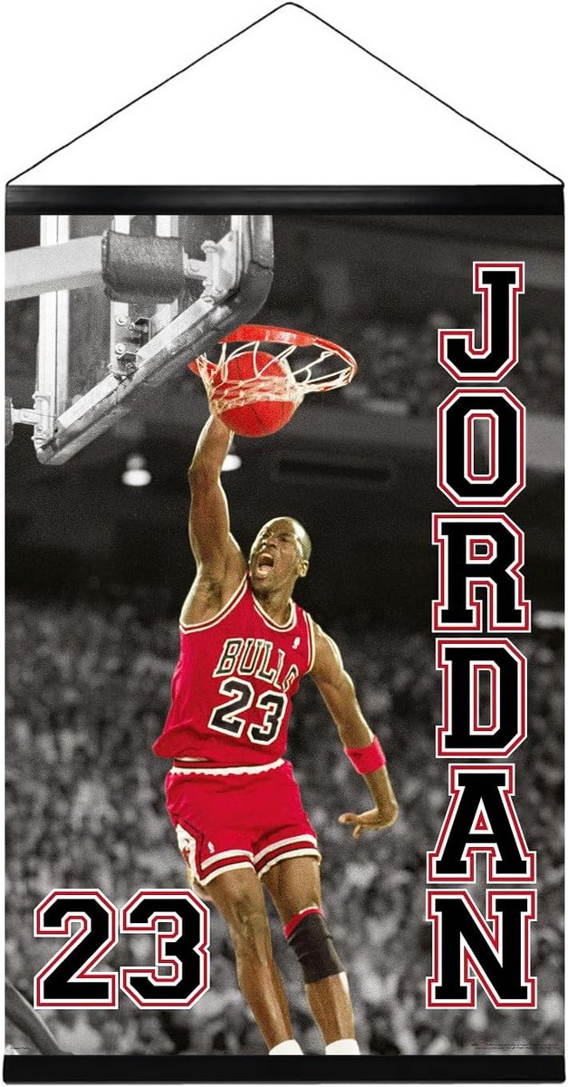 NBA Poster Michael Jordan Slam Dunk 23 - 61x91.5 cm Inclusief Zwarte Klemrails