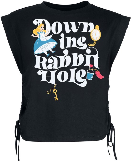 Alice In Wonderland Down The Rabbithole Dames Top - zwart - XXL