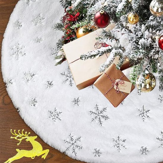KerstboomROK met Sneeuwvlokken - Rond - 90 cm