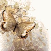 DP® Diamond Painting pakket volwassenen - Afbeelding: Aquarel Beige vlinder - 40 x 40 cm volledige bedekking, vierkante steentjes - 100% Nederlandse productie! - Cat.: Dieren - Vlinders & ins