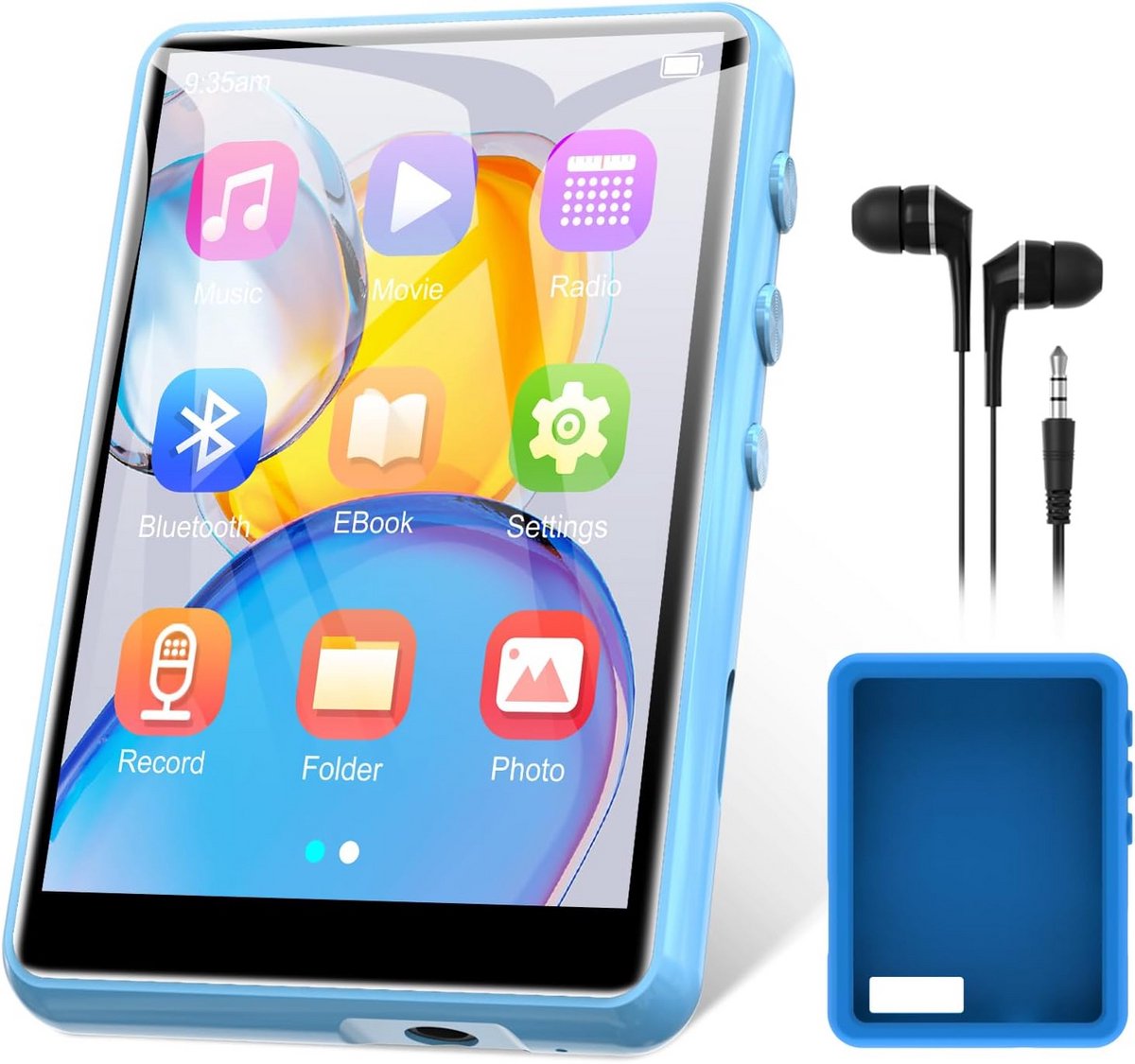Draagbare MP3-speler met 64GB, Bluetooth 5.0, 2.4" Touchscreen en Speaker