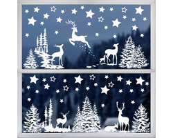 210 stuks sterren raamstickers Kerstmis - Elektrostatische zelfklevende raamfolie met sterren, kerstboom, rendier patronen - raamdecoratie voor winter, raamstickers Kerstmis