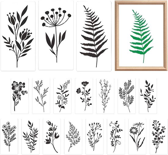 Blad Stencil - 8x10 Cm (S) - Herbruikbare Mal Voor Bladeren En Gebladerte, Geschikt Voor Muur, Meubels En Stof