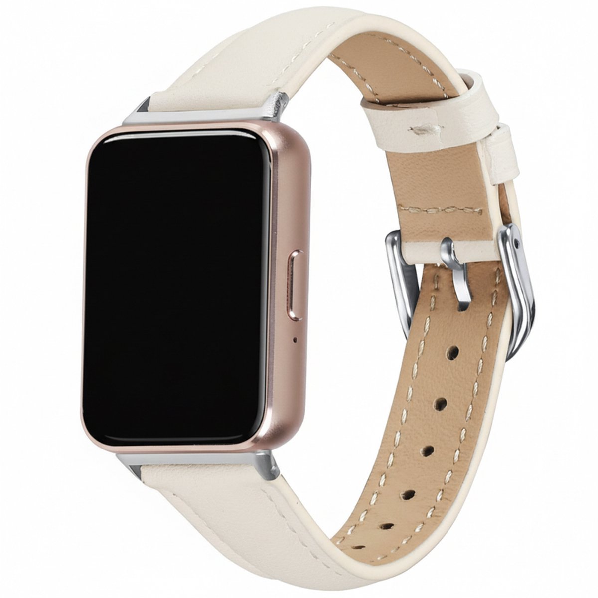 Leren bandje - geschikt voor Huawei Watch Fit 4 Pro / 4 / 3 - leer met gespsluiting - beige