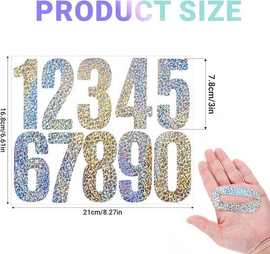 Reflecterende cijferstickers 8 cm - Weerbestendig vinyl nummerstickers