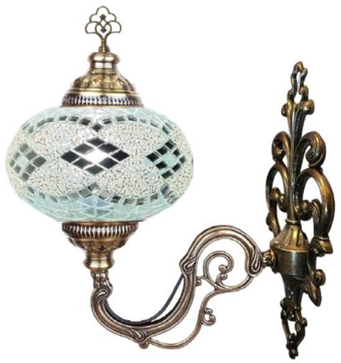 Turkse Mozaïek Wandlamp - Marokkaanse stijl - 1 stuk - Wit en zilver met romantisch licht