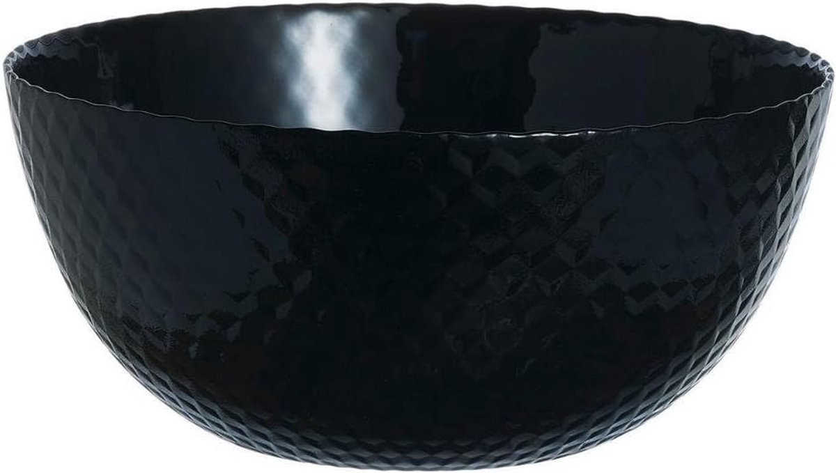 Zwarte Glazen Slakom 24cm - Grote Serveerschaal voor Salades