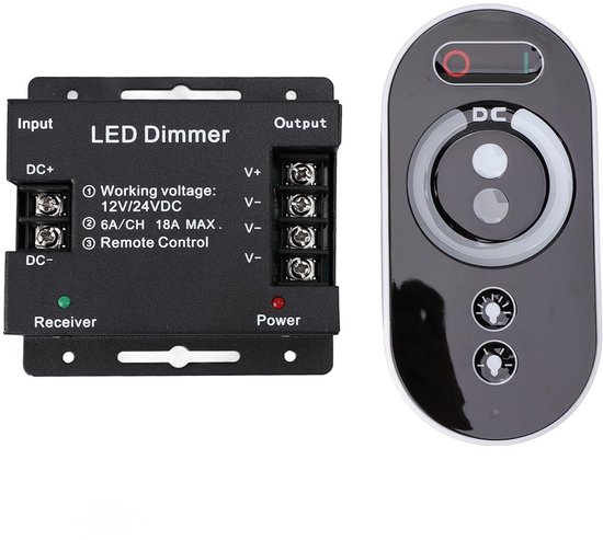 Traploze PWM LED Dimmer met RF Afstandsbediening voor 12V-24V