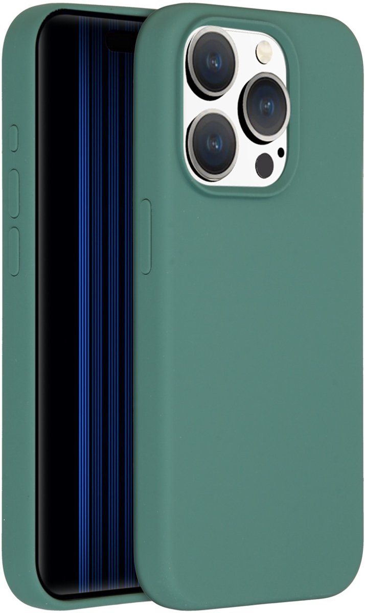 Accezz Hoesje Geschikt voor iPhone 15 Pro Hoesje Siliconen - Accezz Liquid Silicone Backcover - Donkergroen