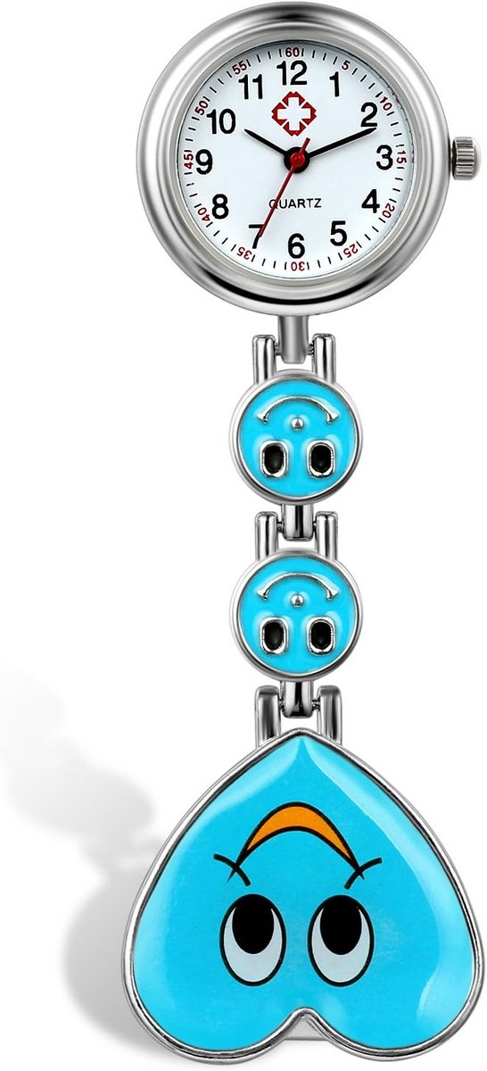 Professioneel verpleegstershorloge met clip in blauw - Perfect voor zorgprofessionals