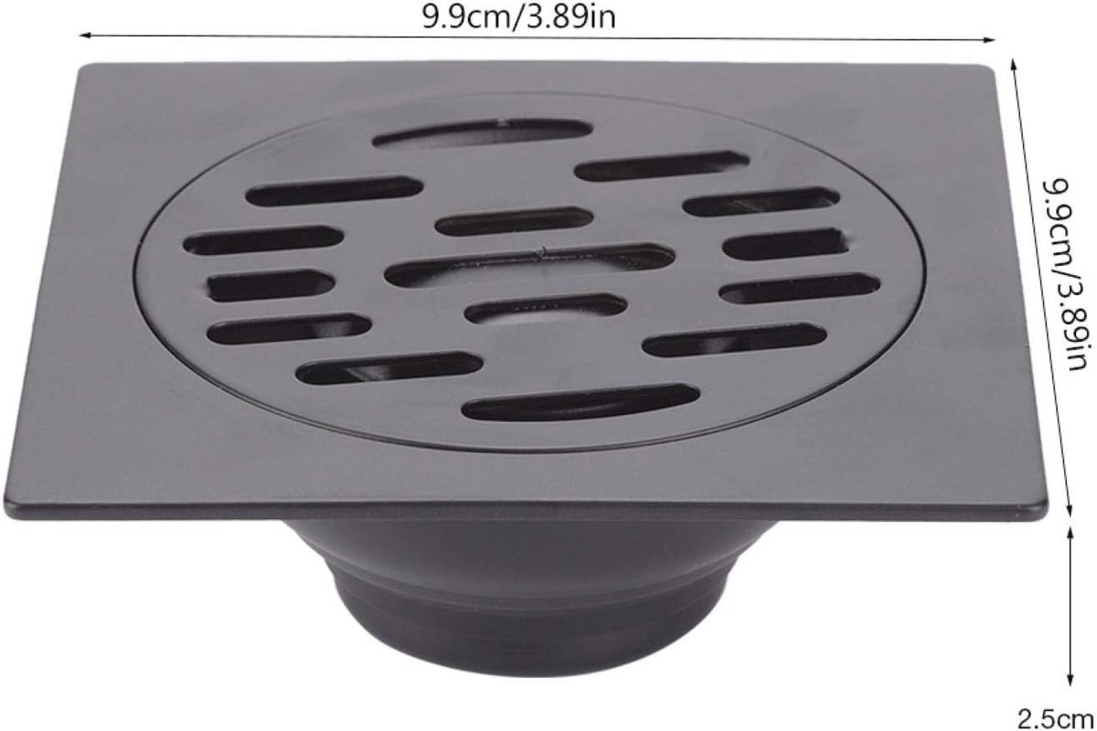 Vloerafvoer Roestvrijstaal – Vierkant 20x20 Cm, Met Anti-verstoppingsfilter, Voor Badkamer, Garage Of Kelder – Zwart
