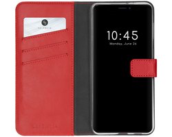 Selencia Hoesje - Geschikt voor Apple iPhone 13 Mini - Echt Lederen Bookcase - Rood