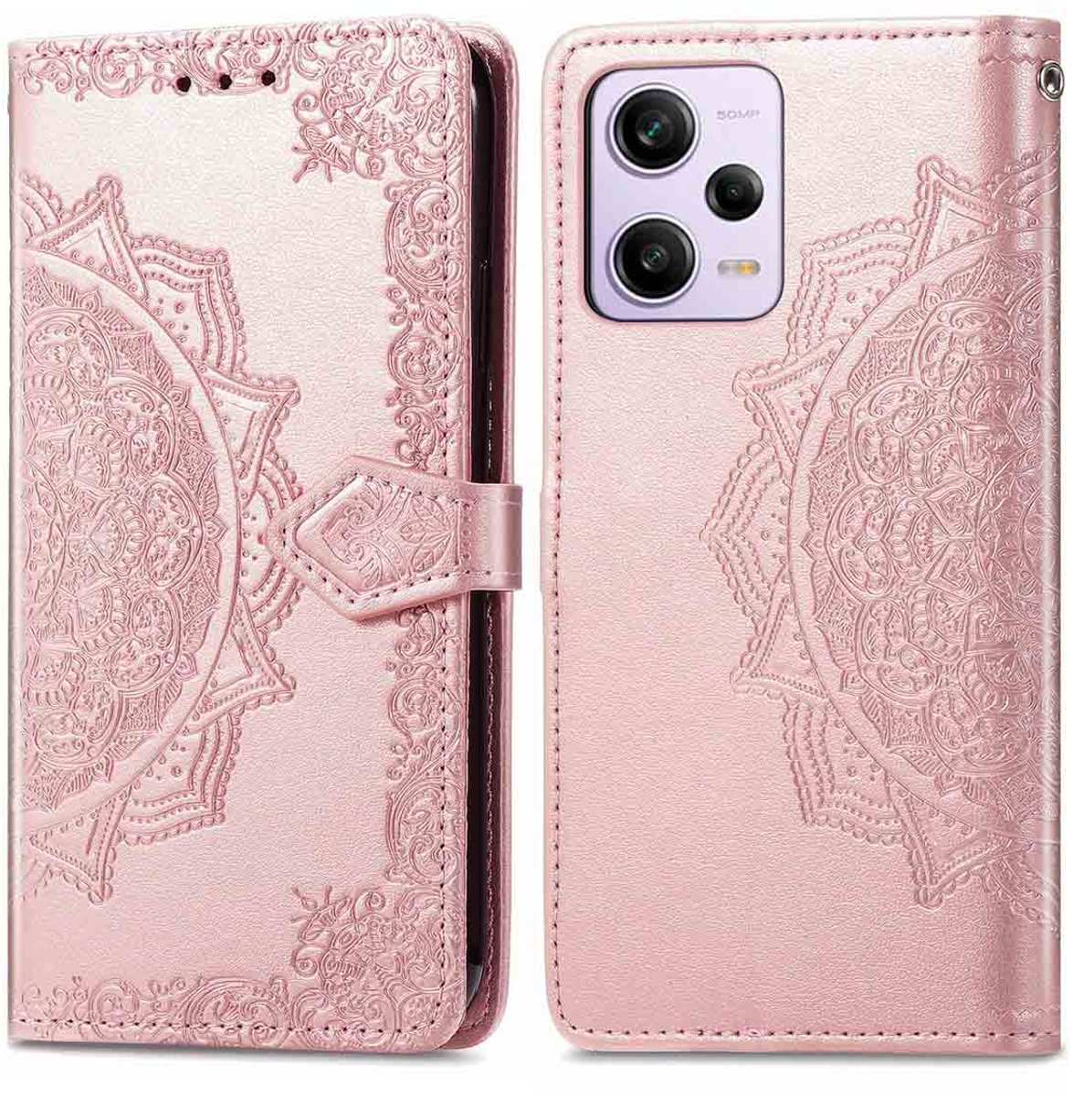 imoshion Hoesje - Geschikt voor Xiaomi Redmi Note 12 Pro - Mandala Bookcase - Rosé Goud