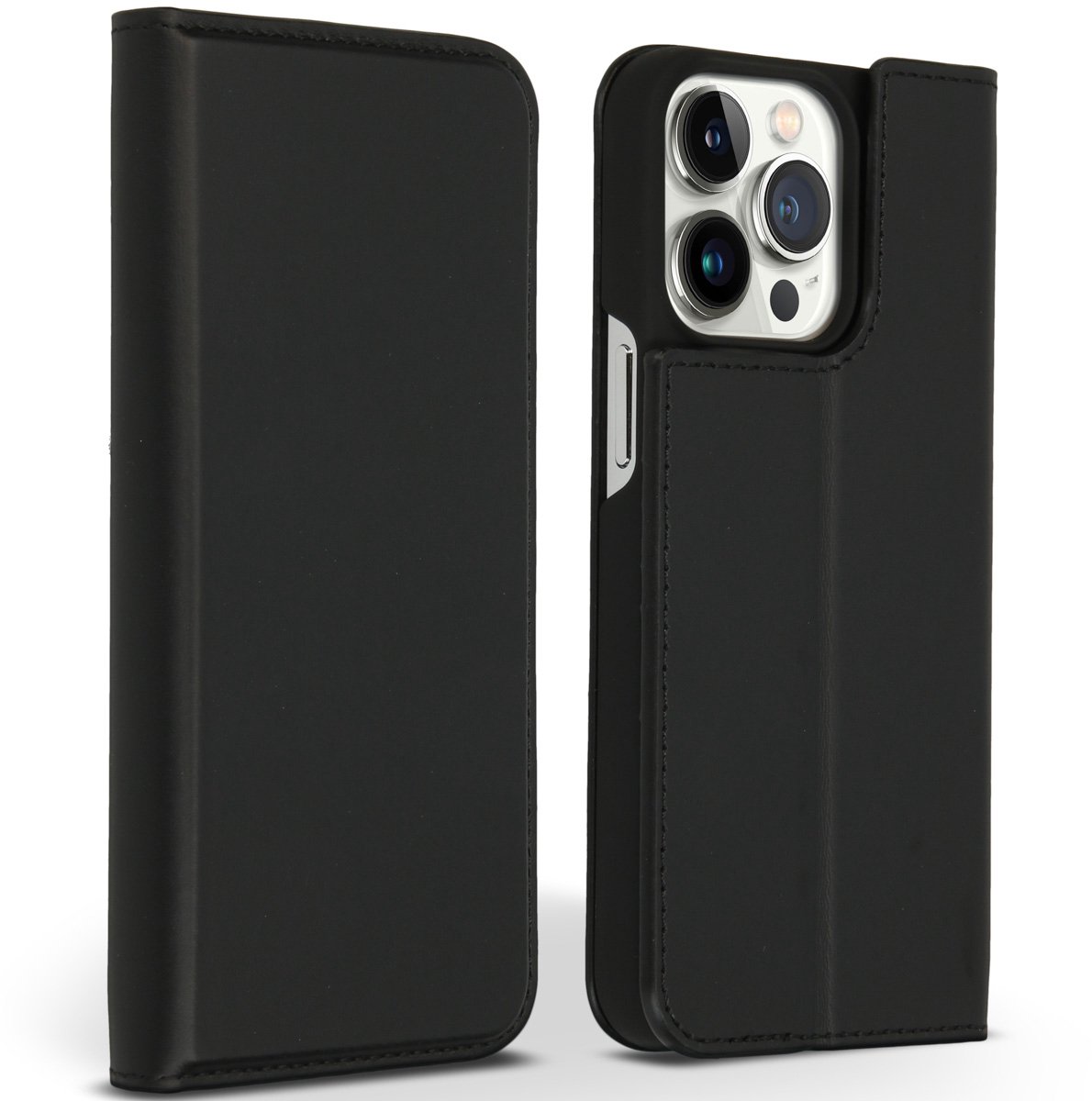 Accezz Premium Leather Slim Book Case iPhone 13 Pro hoesje - Zwart